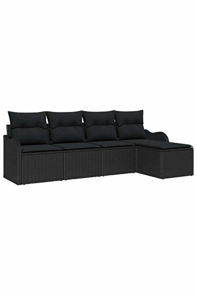 vidaxl Set de canapele pentru grădină Negru poliratan