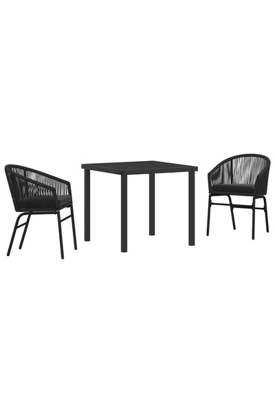 vidaxl Set de masă pentru grădină 3 pcs Negru