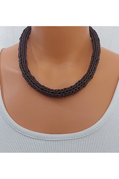 Nej Makara İşi S Faux Leather Necklace