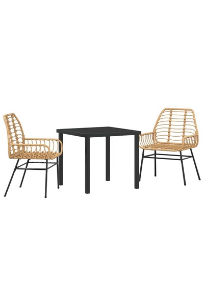 vidaxl Set de masă pentru grădină 3 pcs Maro poliratan