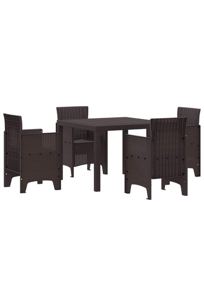 vidaxl Set de masă pentru grădină 5 pcs Maro Polipropilenă