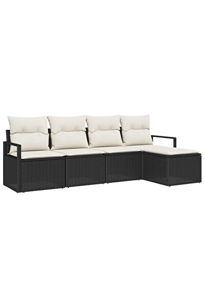 vidaxl Set de canapea 5 pcs Negru poliratan