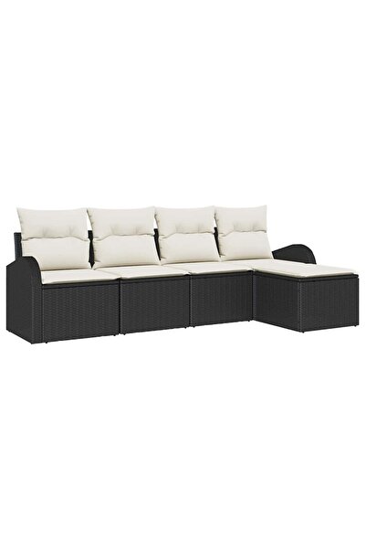 vidaxl Set de canapele pentru grădină 5 pcs Negru poliratan