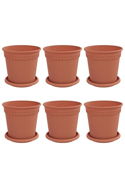 vidaxl Ghivece pentru plante 6 pcs Roșu cărămidă Ø 17 x 14 cm Plastic