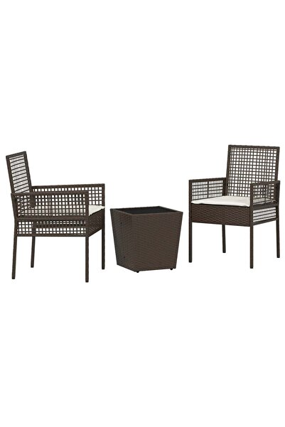 vidaxl Set Bistro de Grădină 3 pcs Maro poliratan