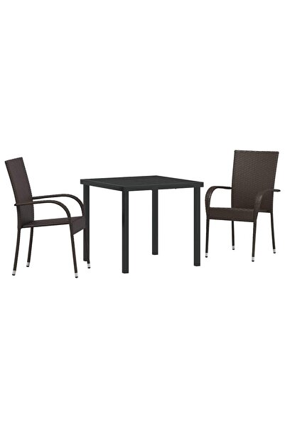 vidaxl Set de masă pentru grădină 3 pcs Maro Oțel vopsit electrostatic