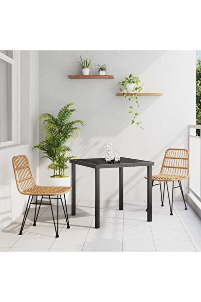 vidaxl Set de masa pentru gradina 3 pcs Maro OÈ›el vopsit electrostatic