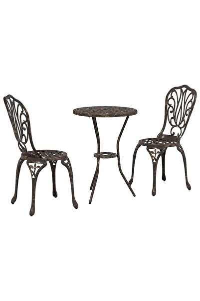 vidaxl Set Bistro de Grădină 3 pcs Bronz Aluminiu