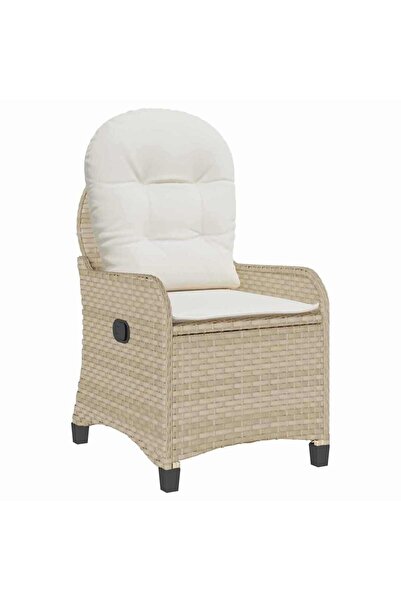 vidaxl Fotoliu recliner cu pernă Bej 56 x 66 x 95 cm poliratan