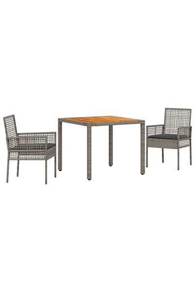vidaxl Set de masă pentru grădină 3 pcs Gri poliratan