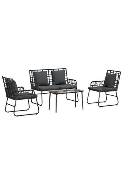 vidaxl Set de Mobilier pentru Grădină cu pernă 4 pcs Negru și antracit