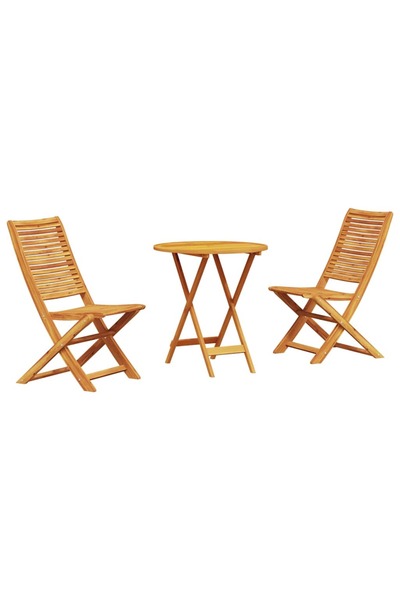 vidaxl Set Bistro Pliabil 3 pcs Maro Lemn Solid de Acacia