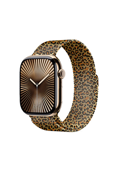 Genel Markalar Apple Watch 42mm için Uyumlu Kayış Kordonu KRD-01 Leopar Desen...