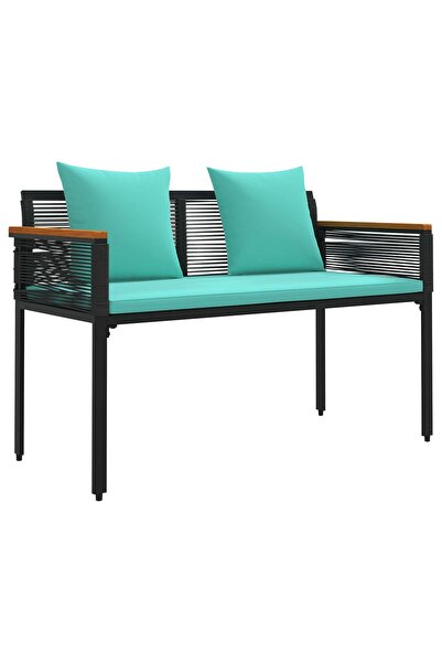 vidaxl Outdoor bench Black and Turquoise 117 x 54 x 74.5 cm polyrattan