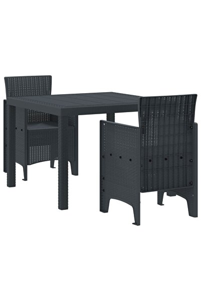 vidaxl Set de masă pentru grădină 3 pcs Antracit Polipropilenă