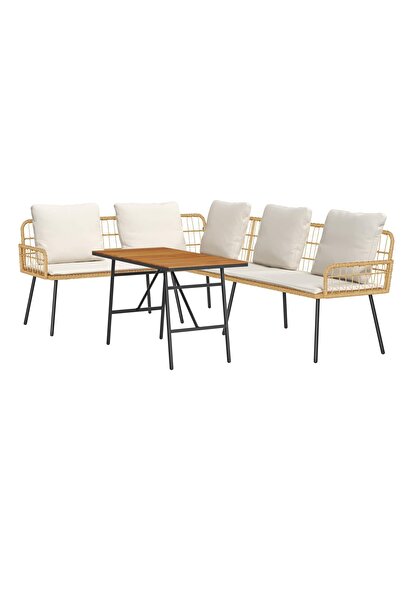 vidaxl Set de canapele pentru grădină 2 pcs Bej poliratan