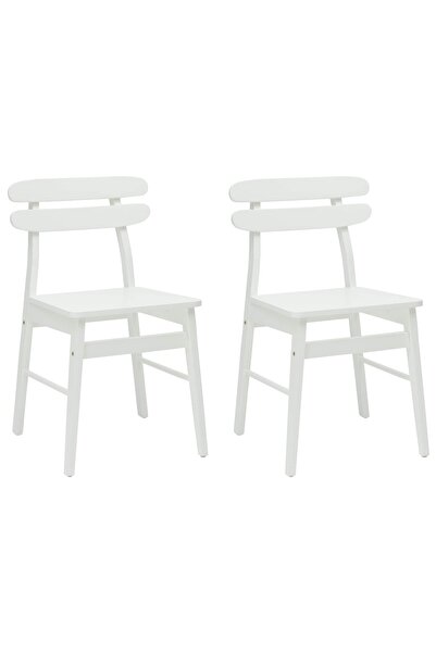 vidaxl Scaun de sufragerie 2 pcs Alb Lemn Solid de Cauciuc