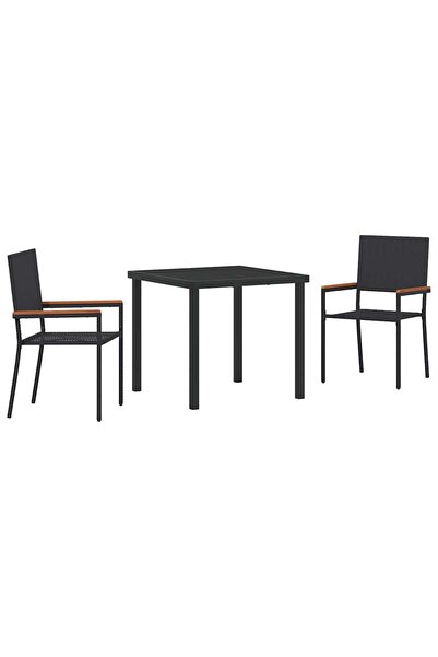 vidaxl Set de masă pentru grădină cu pernă 3 pcs Negru poliratan
