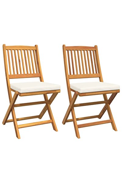 vidaxl Scaun pliant cu pernă 2 pcs Maro Lemn masiv de acacia