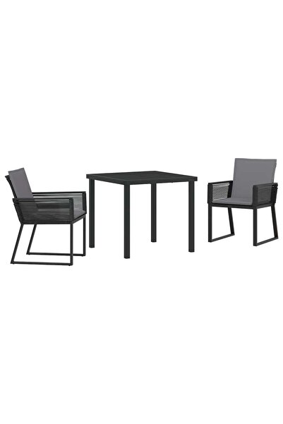 vidaxl Set de masă pentru grădină 3 pcs Negru