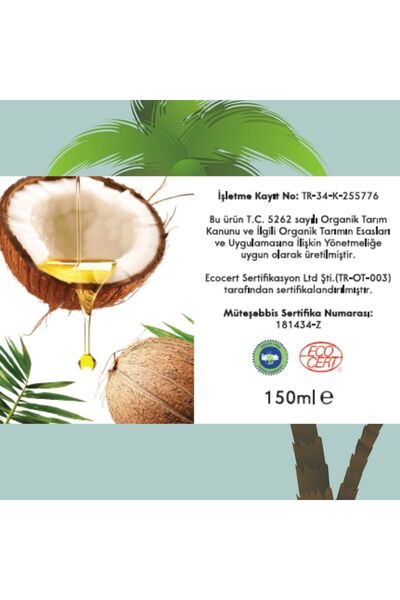 Naturiga Organik Hindistan Cevizi Yağı 150ml