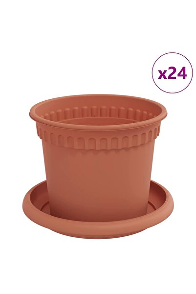 vidaxl Ghivece pentru plante 24 pcs Roșu cărămidă Ø 12,5 x 10 cm
