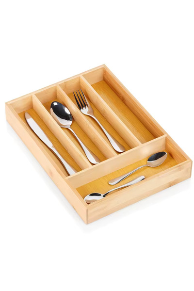 Bambu Çatal Kaşık Organizeri 5 Bölmeli Çekmece İçi Kaşıklık 35x25x5 cm
