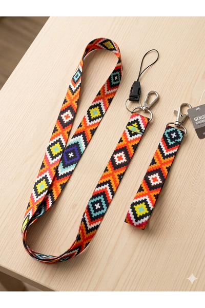 SERRADARDOKUMA Etnik Desenli Boyun İpi Boyun Askı İpi Boyun Askısı Kartlık As...