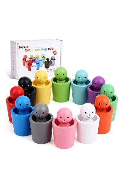Toyska Educational wooden sorting and matching game Color Cup 12 colors, mult...