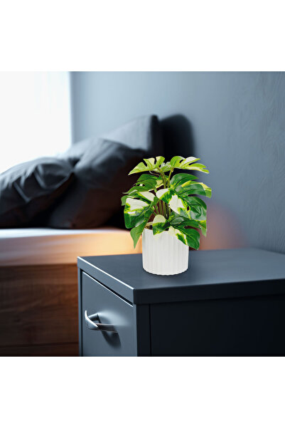 OEM Decor plastic - Filodendron - verde / galben - 20 x 8 cm