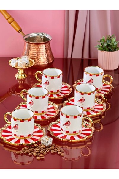 BERENHOMEE Asil kanatlar kuş model 6 kişilik 12 parça kahve fincan takımı