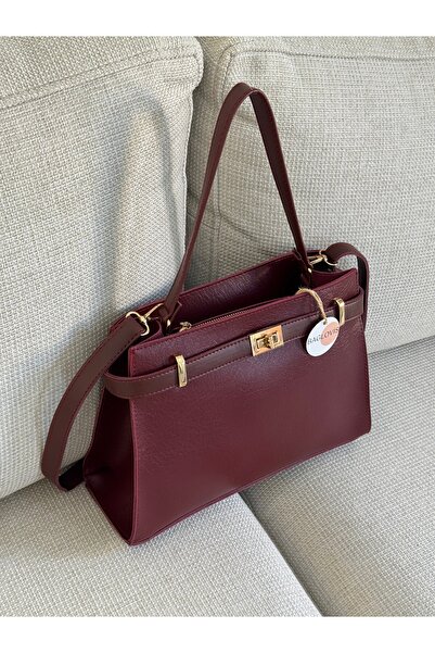 BAGLOVİS Women's Burgundy Color Shoulder Bag and Clutch Bag Stylish Daily Use...