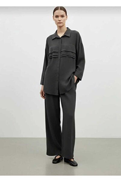 Puane Kadın Önü Kat Detaylı Bol Paça Pantolonlu Takım 14423