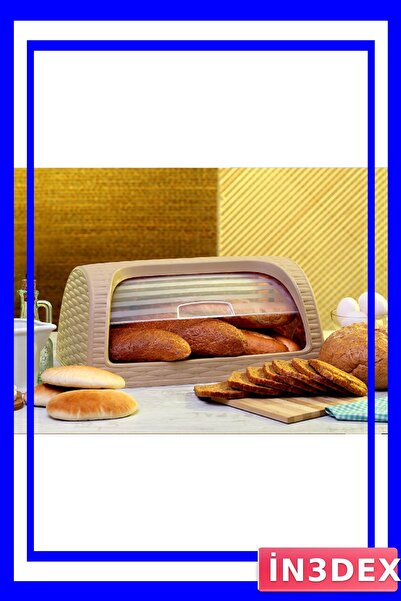 İN3DEX Wicker Patterned Food Grade Plastic Bread Storage Box with Sliding Lid