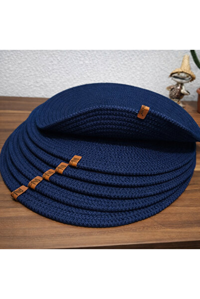 Naspar Σετ Supla 8 τεμαχίων σε μπλε ναυτικό χρώμα / Σουπλά / Τραβέρσα / Τραπέ...