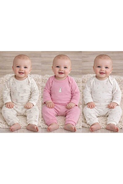 Necix's Unez Baby Girl Rabbit Patterned 6-Piece Hospital Outfit / Bodysuit Set