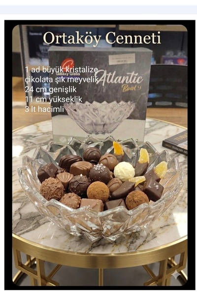 ORTAKÖY CENNETİ Chocolateic Stylish Fruit Bowl 1 Piece Large Size Crystallize...