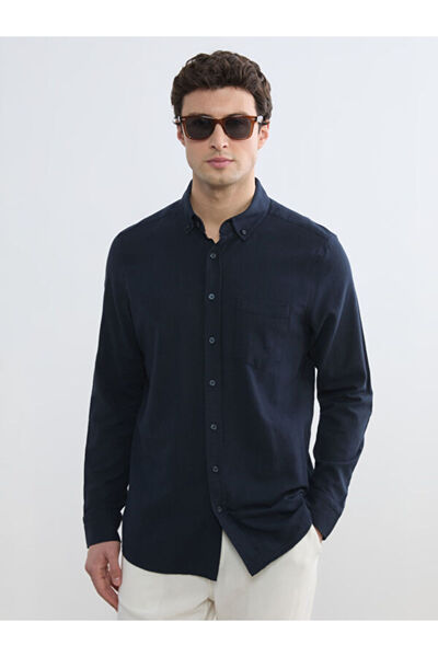 LC Waikiki Rmz Gi̇yi̇m Farkiyla Standart Fit Ke Linen Stylish Men's Shirt