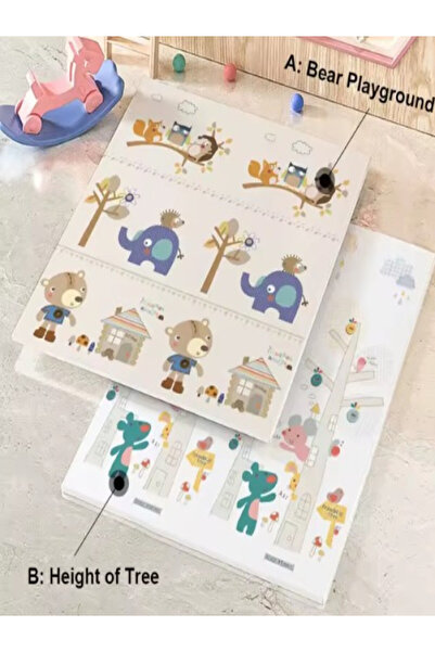 elfobaby Little Friends - Katlanabilir - Çift Yönlü - Oyun Halısı ve Matı 150X180X1 (Taşıma Çantalı)