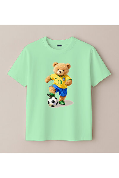 BLITZIST Tricou pentru copii cu imprimeu ursuleț de fotbal brazilian (4-13 an...