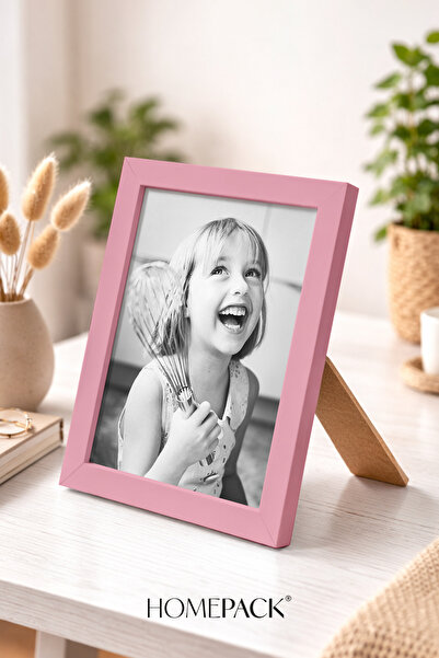 BERRAVIA 13x18 cm Açık Pembe Ahşap Çerçeveli Masaüstü Resim Çerçevesi, Fotoğr...