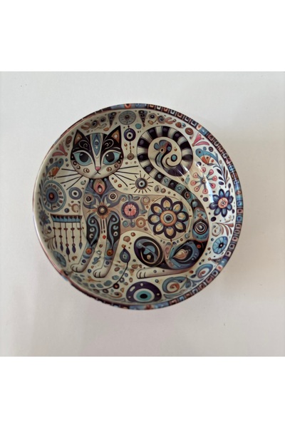 EBS3D Kedi Desenli Metal Teneke Kase 9.5 cm Çapında