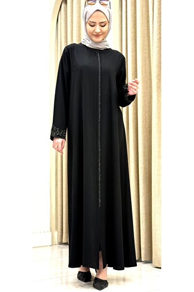 ESRANUR Asu Stone-Embellished Tesettür Abaya Ferace
