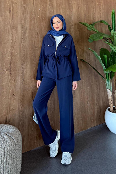 Hazamoda مجموعة نويل فيرزيت قماش مودال باللون الأزرق الداكن