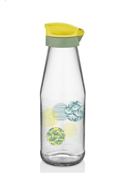 abenim Tekli Sarı Mova Desenli Cam Matara&su Şişesi 720cc
