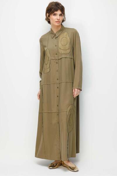 Micca %100 Doğal LyoCELL Maxi Dökümlü Soft Kumaş Elişi Flora İşleme Detaylı M...