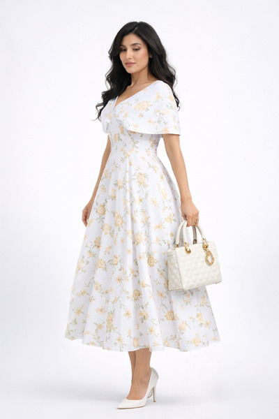 Abad فستان تركي أنيق بقصة ناعمة مورد