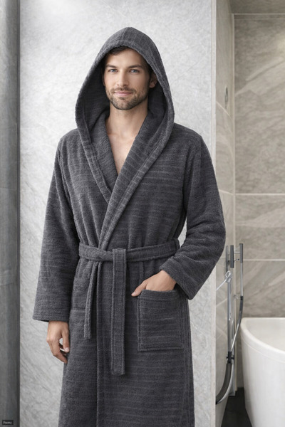 Poomy bumbac halate de baie cu glugă pentru femei și bărbați cu buzunare cu g...