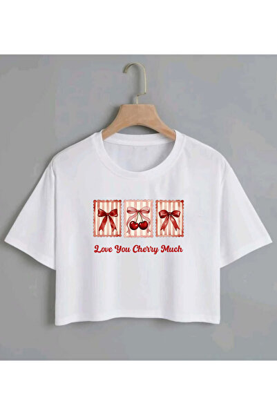 SUNFREE CHERRY cu imprimeu Femei supradimensionat crop tricou