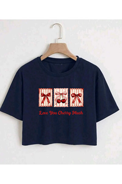 SUNFREE Cherry Printed Women's Oversized Cropped T-Shirt